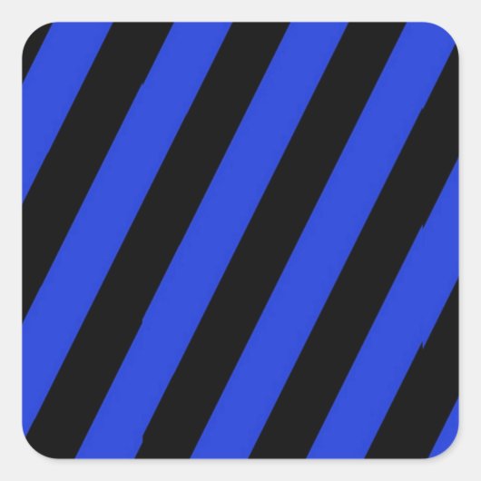 blaue und schwarze diagonale Streifen Quadratischer Aufkleber (Vorderseite)