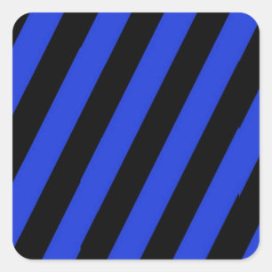 blaue und schwarze diagonale Streifen Quadratischer Aufkleber