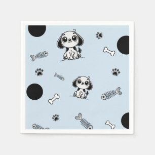 Blaue und schwarze Fischgräten-Hundewelpen-Geburts Serviette