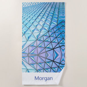Blaue und schwarze geometrische Formen, Name oder Strandtuch