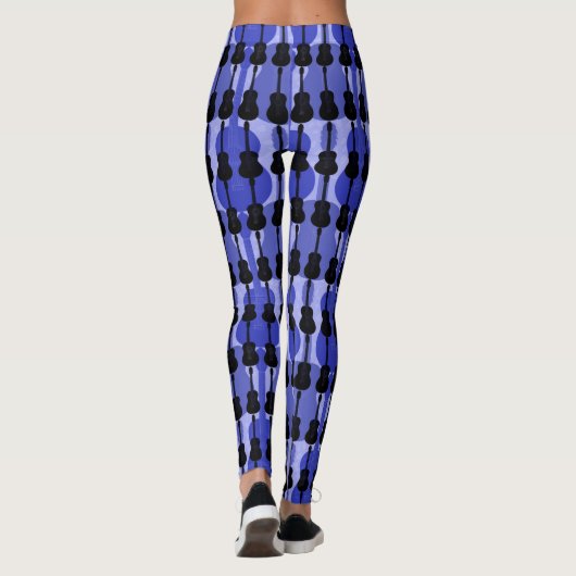 Blaue und schwarze Gitarre Leggings (Rückseite)
