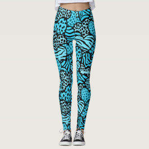 Blaue und schwarze gürtelige Tierherzen beobachten Leggings