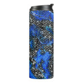 Blaue und schwarze Halbwertswaage Thermosbecher (Nach links gedreht)
