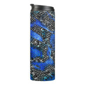 Blaue und schwarze Halbwertswaage Thermosbecher (Nach rechts gedreht)