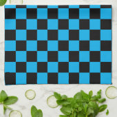 Blaue und schwarze karierte Drucke Geschirrtuch (Gefaltet)