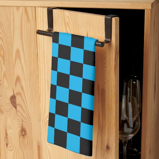 Blaue und schwarze karierte Drucke Geschirrtuch (Drittel gefaltet)