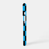 Blaue und schwarze karierte Drucke iPhone 16 Hülle (Linke Seite)