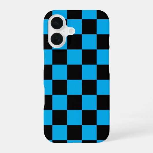 Blaue und schwarze karierte Drucke iPhone 16 Hülle (Rückseite)