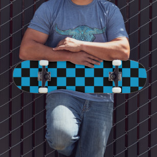 Blaue und schwarze karierte Drucke Skateboard
