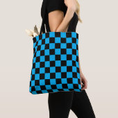 Blaue und schwarze karierte Drucke Tasche (Von Nahem)