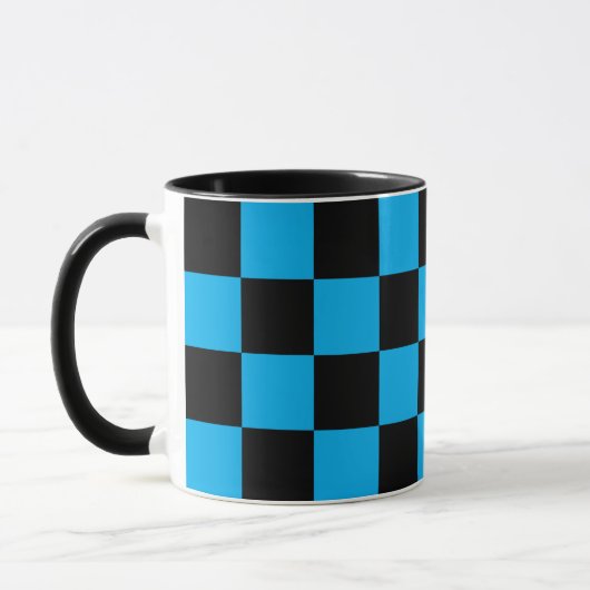 Blaue und schwarze karierte Drucke Tasse (Links)