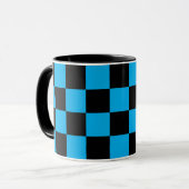 Blaue und schwarze karierte Drucke Tasse (Vorderseite Links)