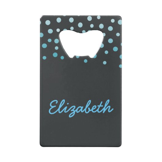 Blaue und schwarze Konfetti Geldbeutel Flaschenöffner (Vorderseite)