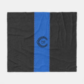Blaue und schwarze Ledertextur mit schwarzem Kranz Fleecedecke (Vorderseite (Horizontal))