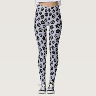 Blaue und schwarze Leggings mit Pfotenabdruck