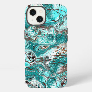 Blaue und schwarze Marmor-Fluid-Art iPhone 13 Hülle