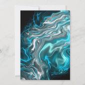 Blaue und schwarze Marmorflüssigkeit Hochzeit Einladung (Rückseite)