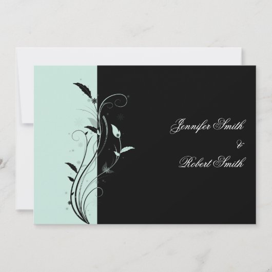 Blaue und schwarze mit Filigran geschmückte Einladung (Vorderseite)