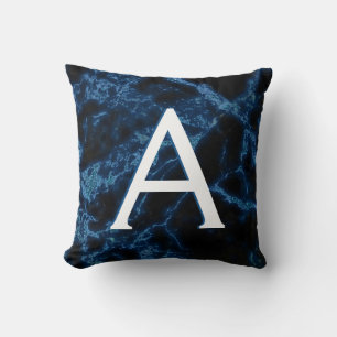 Blaue und schwarze mit Monogramm Kissen