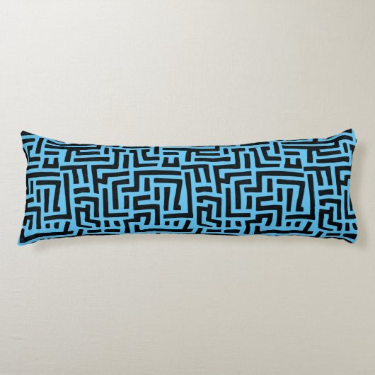 Blaue und schwarze Motive | Geometrisches Muster Seitenschläferkissen (Vorderseite)