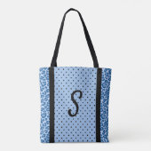 Blaue und schwarze Muster mit Monogram Tote Bag Tasche (Rückseite)