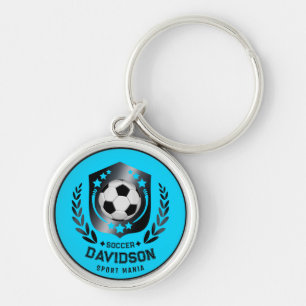 Blaue und schwarze personalisierte Fußballmannscha Schlüsselanhänger