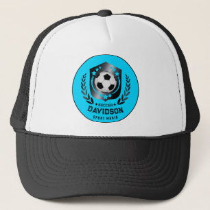 Blaue und schwarze personalisierte Fußballmannscha Truckerkappe