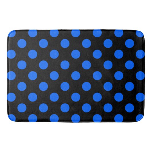 Blaue und schwarze Polka Badematte (Vorderseite)