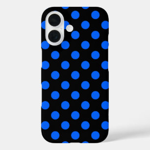 Blaue und schwarze Polka iPhone 16 Hülle