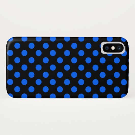 Blaue und schwarze Polka Case-Mate iPhone Hülle (Rückseite (Horizontal))