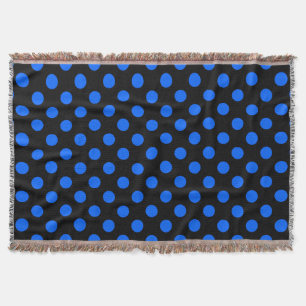 Blaue und schwarze Polka Decke