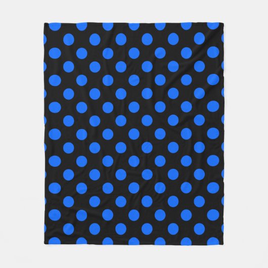 Blaue und schwarze Polka Fleecedecke (Vorderseite)