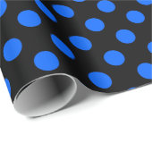 Blaue und schwarze Polka Geschenkpapier (Rolleneckpunkt)