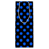 Blaue und schwarze Polka Geschenktüte Für Weinflaschen (Rückseite)