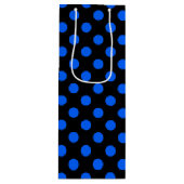 Blaue und schwarze Polka Geschenktüte Für Weinflaschen (Vorderseite)