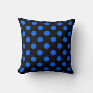 Blaue und schwarze Polka Kissen