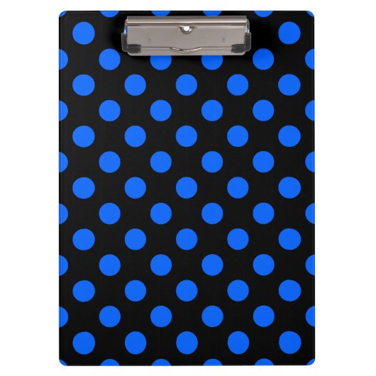 Blaue und schwarze Polka Klemmbrett (Vorderseite)