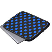 Blaue und schwarze Polka Laptopschutzhülle (Vorne Knopf)