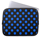 Blaue und schwarze Polka Laptopschutzhülle (Vorderseite)