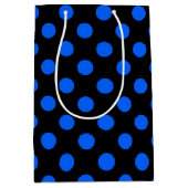 Blaue und schwarze Polka Mittlere Geschenktüte (Vorderseite)