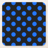 Blaue und schwarze Polka Rechteckiger Pappuntersetzer (Vorderseite)