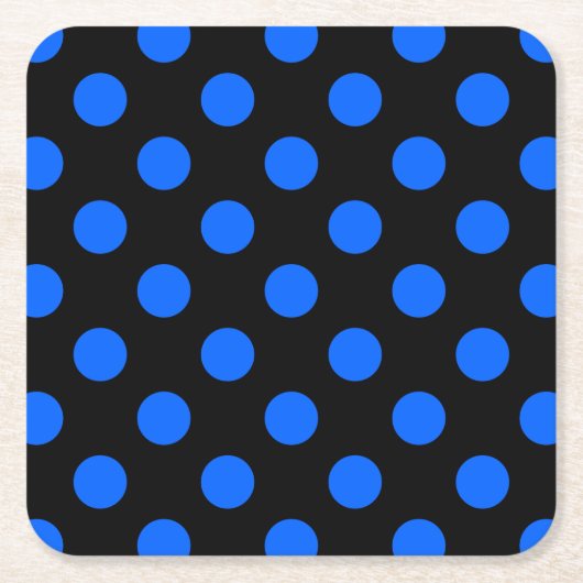 Blaue und schwarze Polka Rechteckiger Pappuntersetzer (Vorderseite)