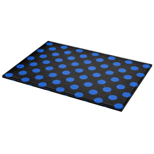 Blaue und schwarze Polka Schneidebrett (Ecke)
