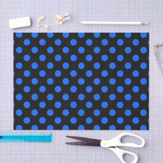 Blaue und schwarze Polka Seidenpapier (Handwerk)