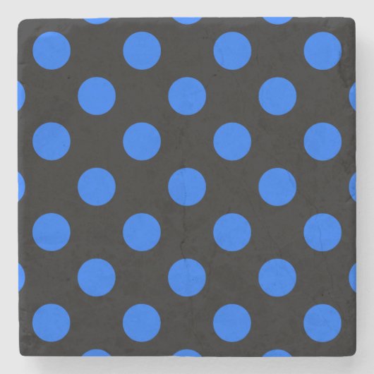 Blaue und schwarze Polka Steinuntersetzer (Vorderseite)