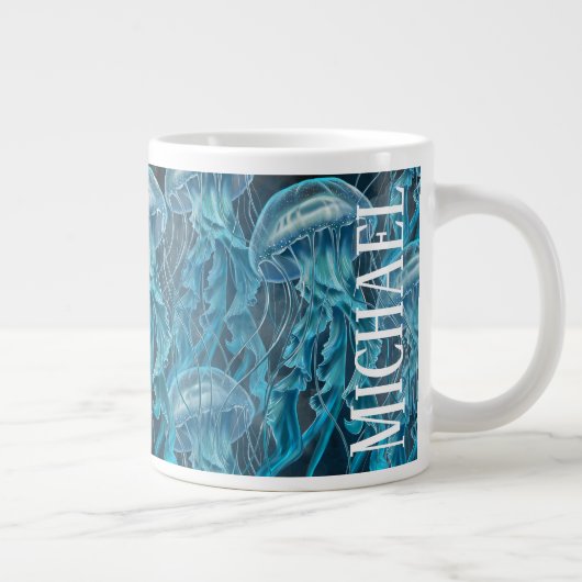 Blaue und schwarze Quallen Jumbo-Tasse (Rechts)