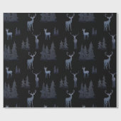 Blaue und schwarze Rentiermuster Geschenkpapier (Flach)
