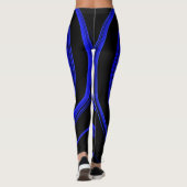 Blaue und schwarze Spirale Leggings (Rückseite)