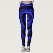 Blaue und schwarze Spirale Leggings (Vorderseite)