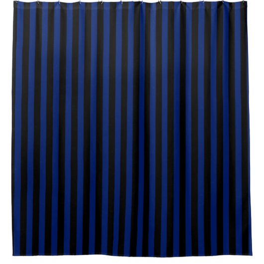 Blaue und schwarze Streifen Duschvorhang (Vorderseite)
